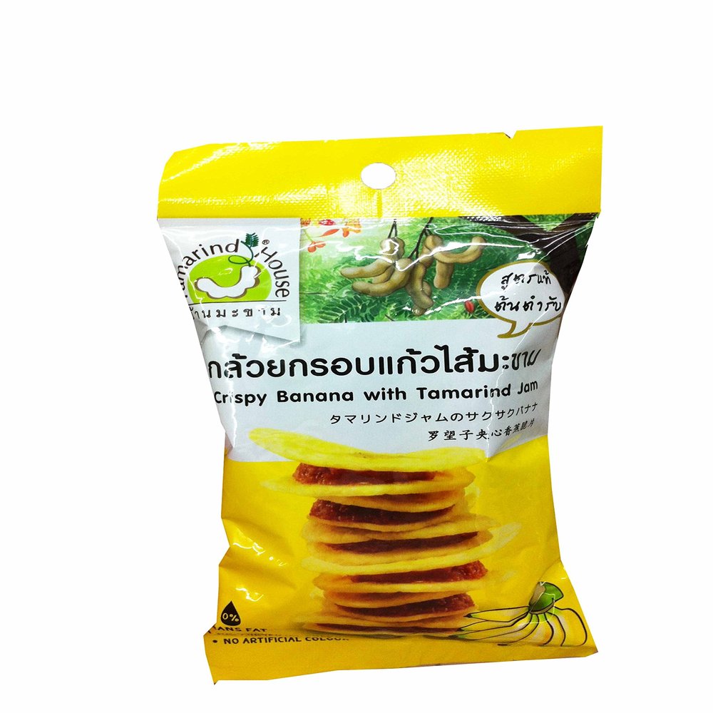 3 Packs of Crispy Banana with Tamarind Jam, Delicious Snack From Tamarind House Brand, GMP Certified. (40 G/ Pack)