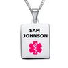 Divoti Deep Custom Laser Engraved Stainless Steel Medical Alert Necklace for Women, Sleek Tag Medical ID Necklace, Medical Pendant Tag w/Free Engraving -24/28" Curb Chain -Vivid Red view 1