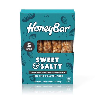 HoneyBar Snack Bar | Certified Gluten Free | Non-GMO | Vegetarian (Sweet & Salty, Pack of 5 Bars)