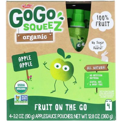 Materne GoGo Squeez? Organic Applesauce On The Go Apple Apple -- 4 Pouches - 2 pc