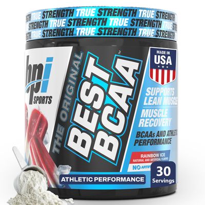 BPI Sports Best BCAA Powder - Muscle Recovery Support - Branched Chain Amino Acids | Building Blocks of Protein and Muscle - Post Workout Recovery  Hydration  Rainbow Ice, 30 Servings
