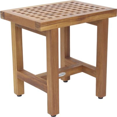 AquaTeak (Fully Assembled) Patented 18" Grate Lotus Teak Shower Bench
