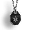 My Identity Doctor - Medical Alert Mens Necklace with Pendant - Custom Engraving for Diabetes Warfarin Dialysis Stroke Pacemakers Carbon Finish, Steel, 22in - 56cm Chain view 2