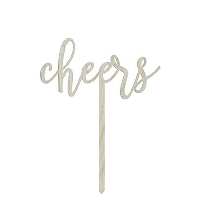 Andaz Press Party Wood Cake Toppers, Cheers, 1-Pack, New Years Decor 2026