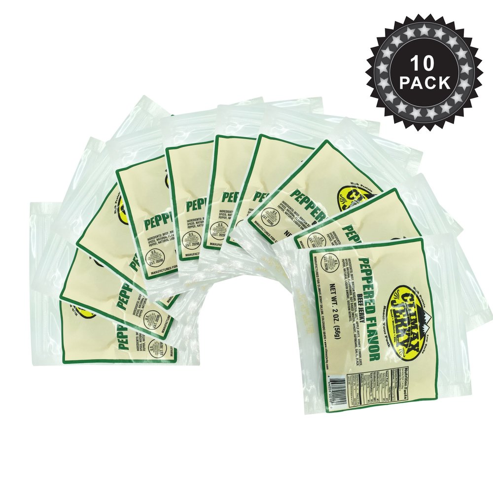 BEST Premium Kippered Cut Bit Thicker Style Tender 2 OZ. Beef Jerky - No Preservatives - High Protein - Low Carbs - Buy Multiple Packs & Save! (Beef Pepper, Beef Pepper 10 Pack)