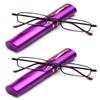 2 Packs Pocket Readers Ultra Slim Compact Tube Reading Glasses in Purple +1.00 view 1