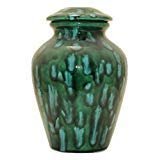 Green with White CrystalsUrn- Cremation Urn or Keepsake for Ashes - Hand Made Pottery (57 Cubic Inches)