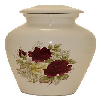 Roses Urn- Cremation Urn or Keepsake for Ashes - Hand Made Pottery (Medium 90 Cubic Inches)