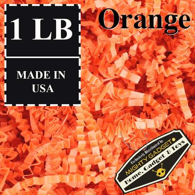 Mighty Gadget 1 LB Orange Crinkle Cut Paper Shred Filler for Gift Wrapping & Basket Filling