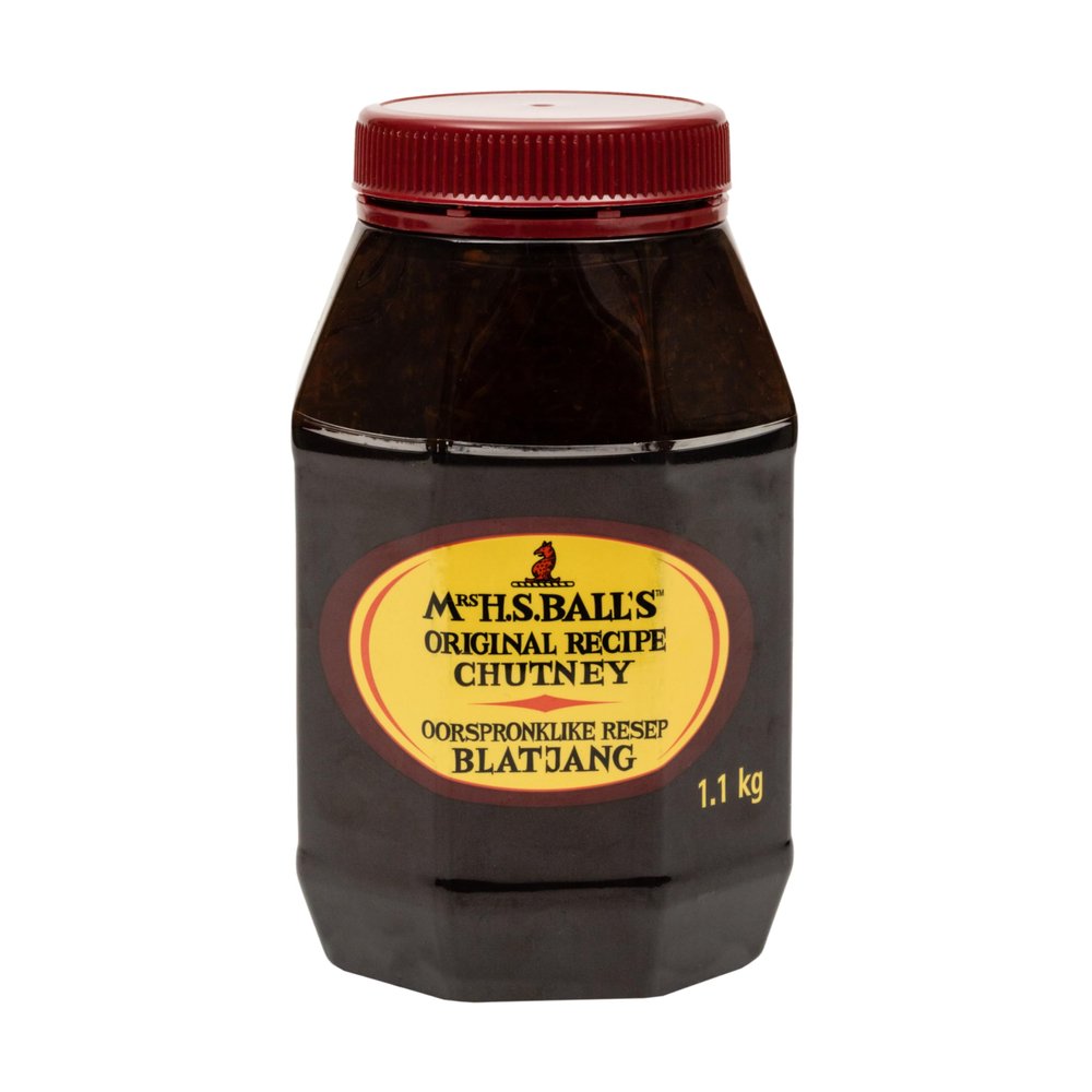 Mrs H.S. Balls Original Flavor Chutney, The Recipe That Survied A Shipwreck, (1) 1.1Kg, In A Wide Mouth Octagonal Plastic Jar - Imported from South Africa -