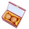 1.4'' Orange Natural Marble Baoding Chinese Health Stress Exercise Balls in Natural Stone Color Craft Collection Box Package view 1