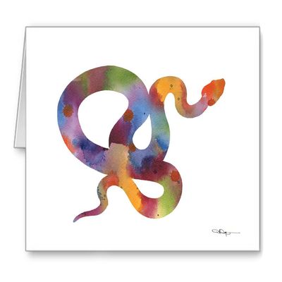 DJ Rogers Fine Art Snake - Set of 10 Watercolor Snake Note Cards With Envelopes