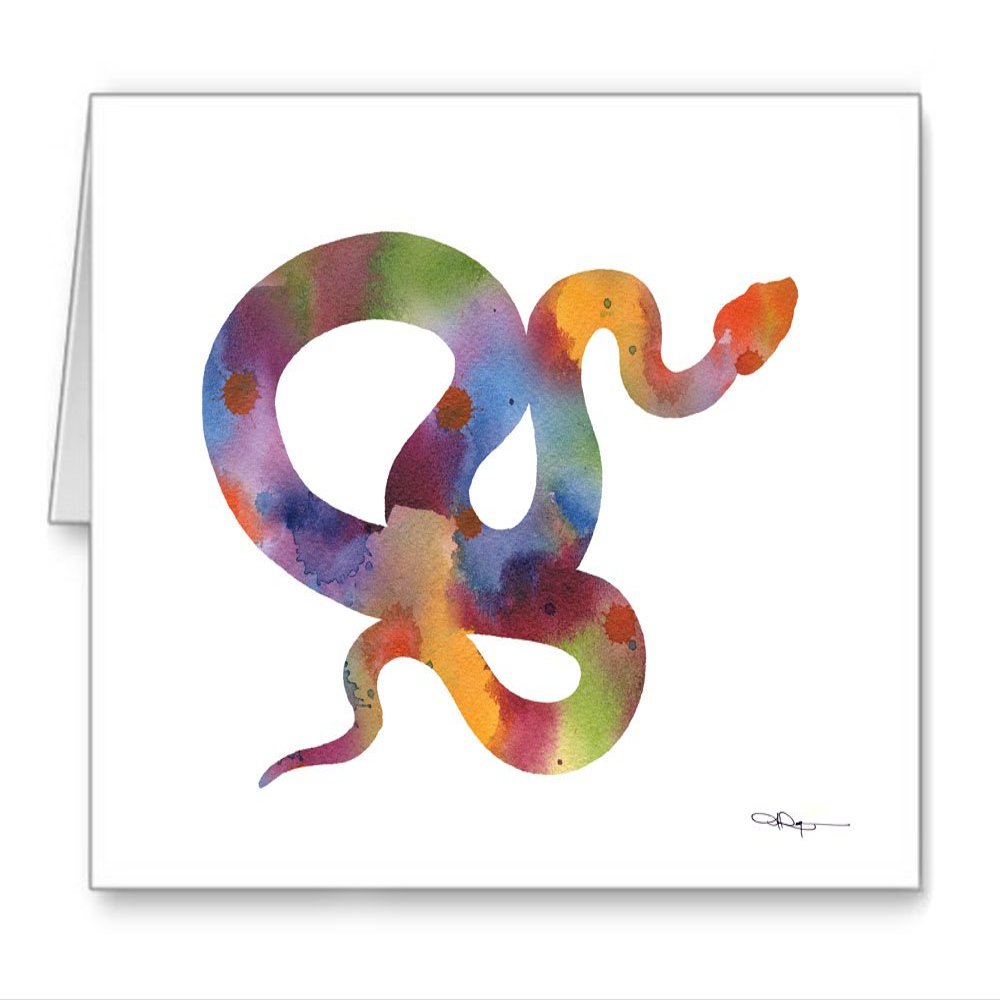 DJ Rogers Fine Art Snake - Set of 10 Watercolor Snake Note Cards With Envelopes