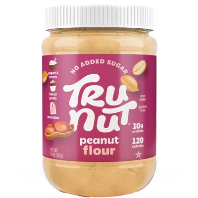 Tru-Nut Peanut Flour - Gluten Free Flour For Baking, Good Source of Plant Protein - Low Carb, Non-GMO, Vegan, Keto Peanut Flour | Sugar Free Peanut Butter Powder | 18 Servings | 14oz Jar