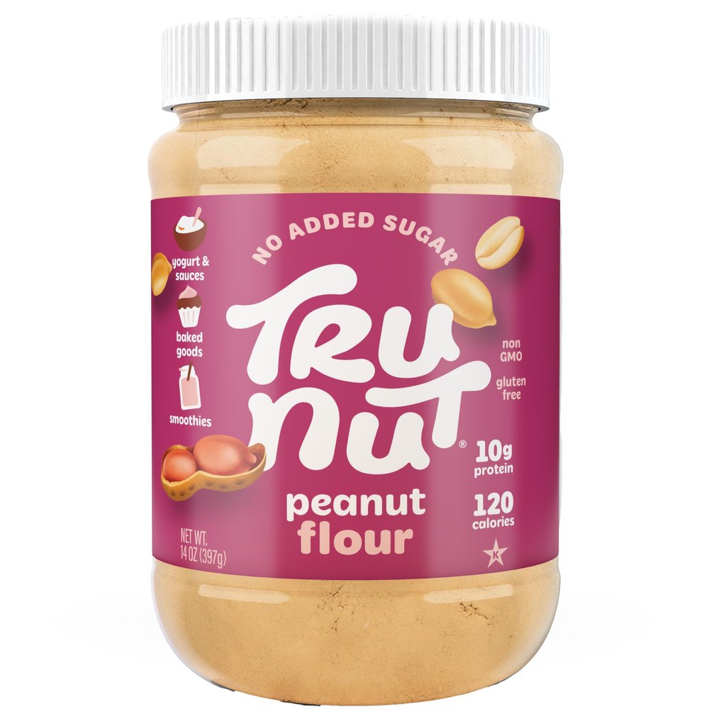 Tru-Nut Peanut Flour - Gluten Free Flour For Baking, Good Source of Plant Protein - Low Carb, Non-GMO, Vegan, Keto Peanut Flour | Sugar Free Peanut Butter Powder | 18 Servings | 14oz Jar