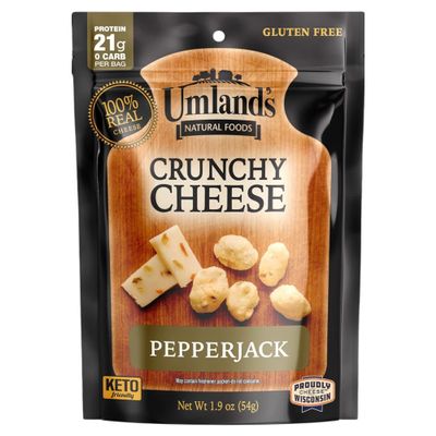 Umlands Crunchy Cheese PepperJack (1.9 oz Bag) | 100% Real Wisconsin Cheese, Keto, Zero-Carb, High-Protein, Gluten-Free, Shelf-Stable Snack