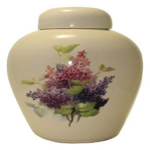 Lilacs Urn- Cremation Urn or Keepsake for Ashes - Hand Made Pottery (Large 185 Cubic Inches) (Large 185 Cubic Inches)