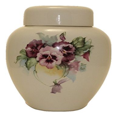 Pansy Funeral Urn - Pansies Cremation Urn for Human Ashes - Hand Made Pottery