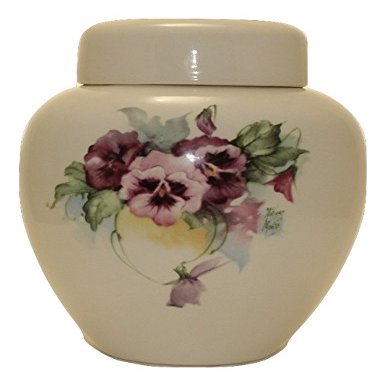 Pansy Funeral Urn - Pansies Cremation Urn for Human Ashes - Hand Made Pottery