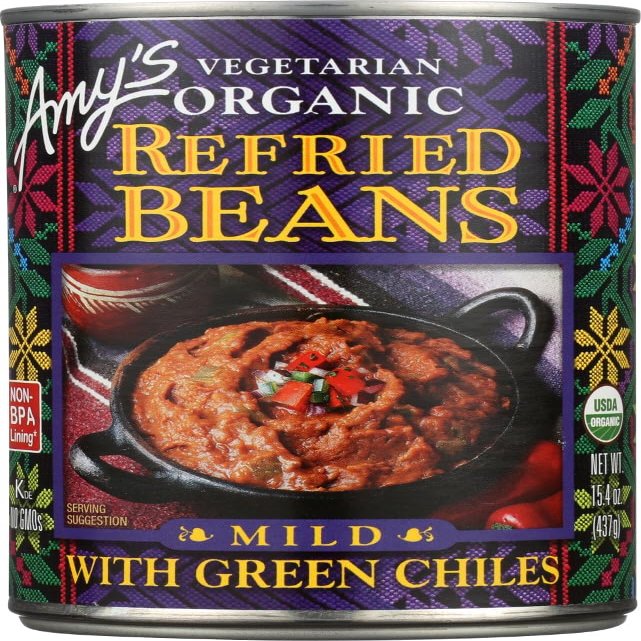 Amy's Organic Refried Beans Mild with Green Chiles -- 15.4 oz - 2 pc