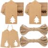 100 Pcs Kraft Paper Hollow Christmas Tree Gift Tags with String Christmas Wrapping Tags Blank Brown Gift Tag Vintage Craft Hang Tags with 100 Feet Jute Twine view 1