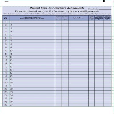 Bilingual Patient Sign-in Sheets - 250 Count