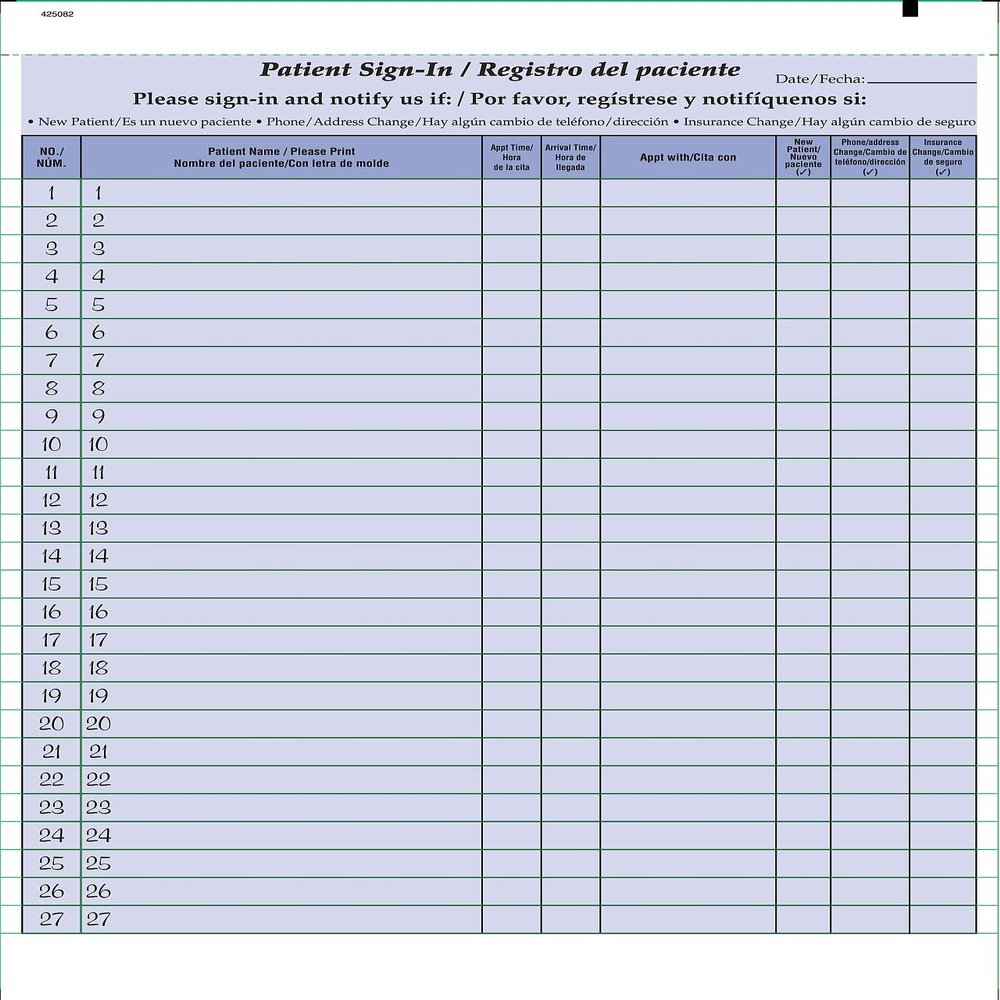Bilingual Patient Sign-in Sheets - 250 Count