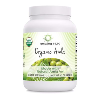 Amazing India USDA Certified Organic Amla Powder Supplement | 16 Oz | Raw Vegan | Non-GMO | Gluten-Free | Made in USA