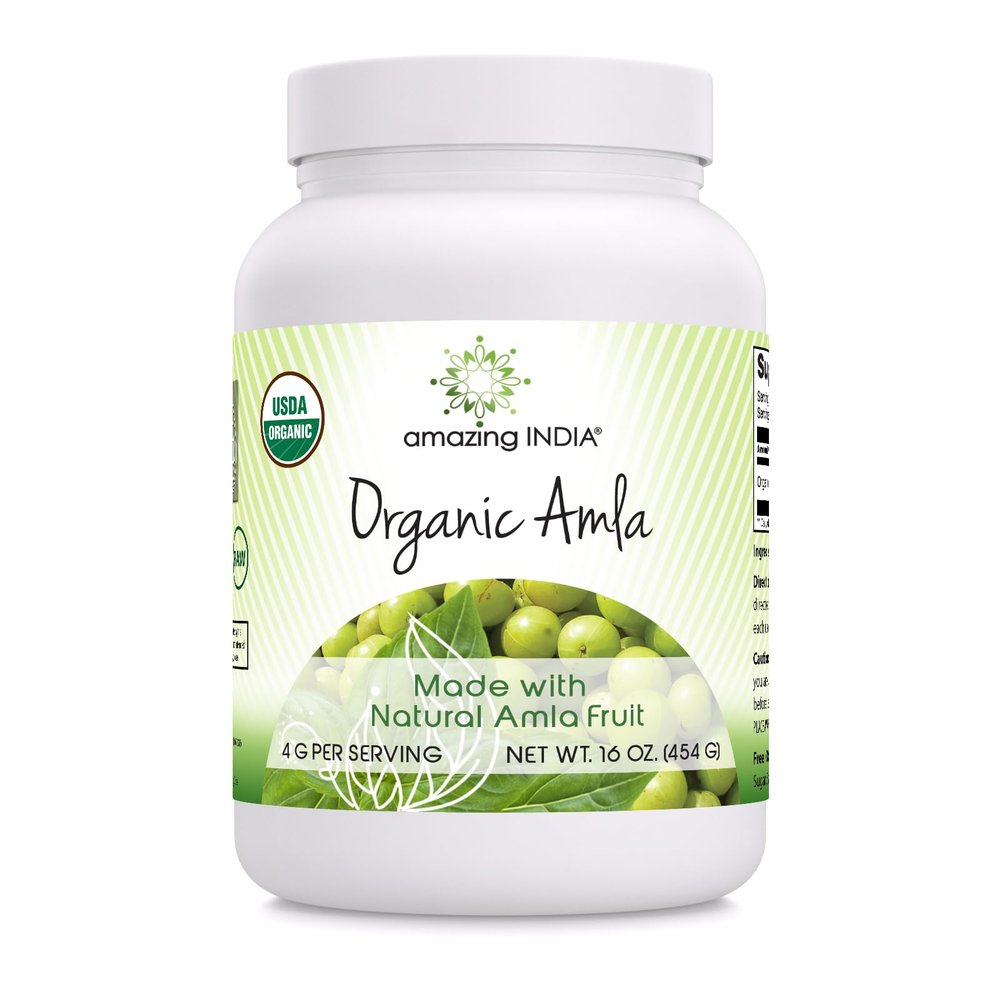 Amazing India USDA Certified Organic Amla Powder Supplement | 16 Oz | Raw Vegan | Non-GMO | Gluten-Free | Made in USA