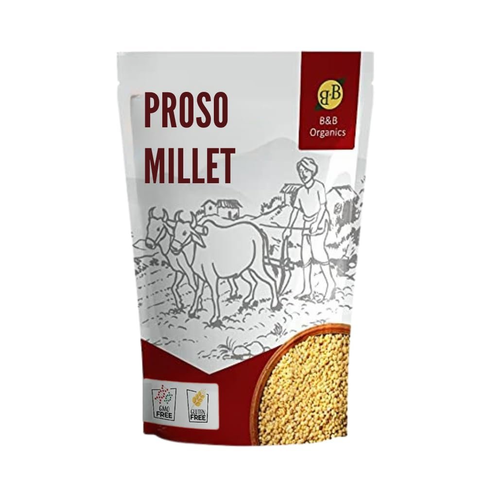 B&B Organics Proso Millet (1 kg / 2.2 pound)/ Panai Varagu/Whole Grain Millet/Fibre & Nutrient Rich/Indian Millet