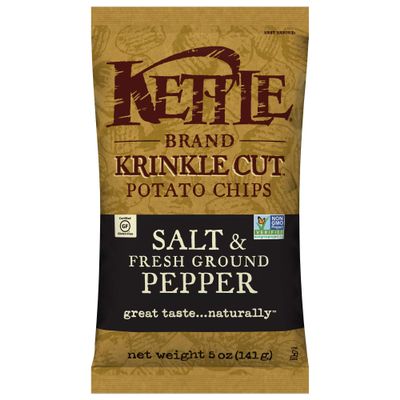 Kettle Krinkle Cut Potato Chips, Salt & Fresh Ground Pepper, 5-Ounce Bags (Pack of 15)