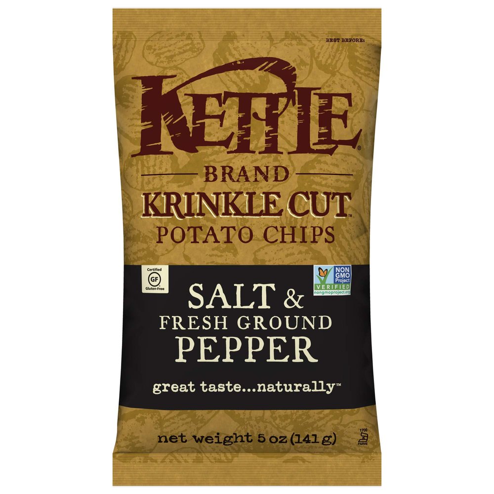 Kettle Krinkle Cut Potato Chips, Salt & Fresh Ground Pepper, 5-Ounce Bags (Pack of 15)