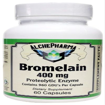 AlchePharma Bromelain 400 mg 2400 GDU per Gram, Providing 960 GDU per Capsule [ Ananas comosus ]