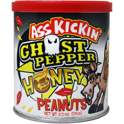 ASS KICKIN' Ghost Pepper Honey Roasted Spicy Hot Peanuts  4.25 oz - Ultimate Spicy Gourmet Gift Peanuts - Try if you dare!