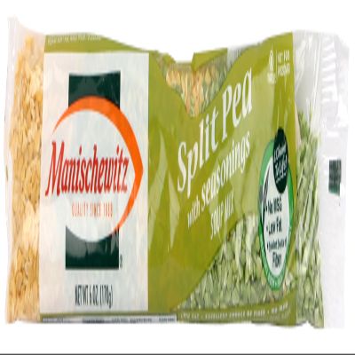 Manischewitz Split Pea with Seasonings Soup Mix, Good Source of Fiber, 0.5g Fat per Serving, Vegetarian Friendly, Kosher, 6 Ounce (Pack of 24)