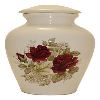 Roses Urn- Cremation Urn or Keepsake for Ashes - Hand Made Pottery (Large 136 Cubic Inches)