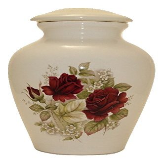 Roses Urn- Cremation Urn or Keepsake for Ashes - Hand Made Pottery (Large 136 Cubic Inches)