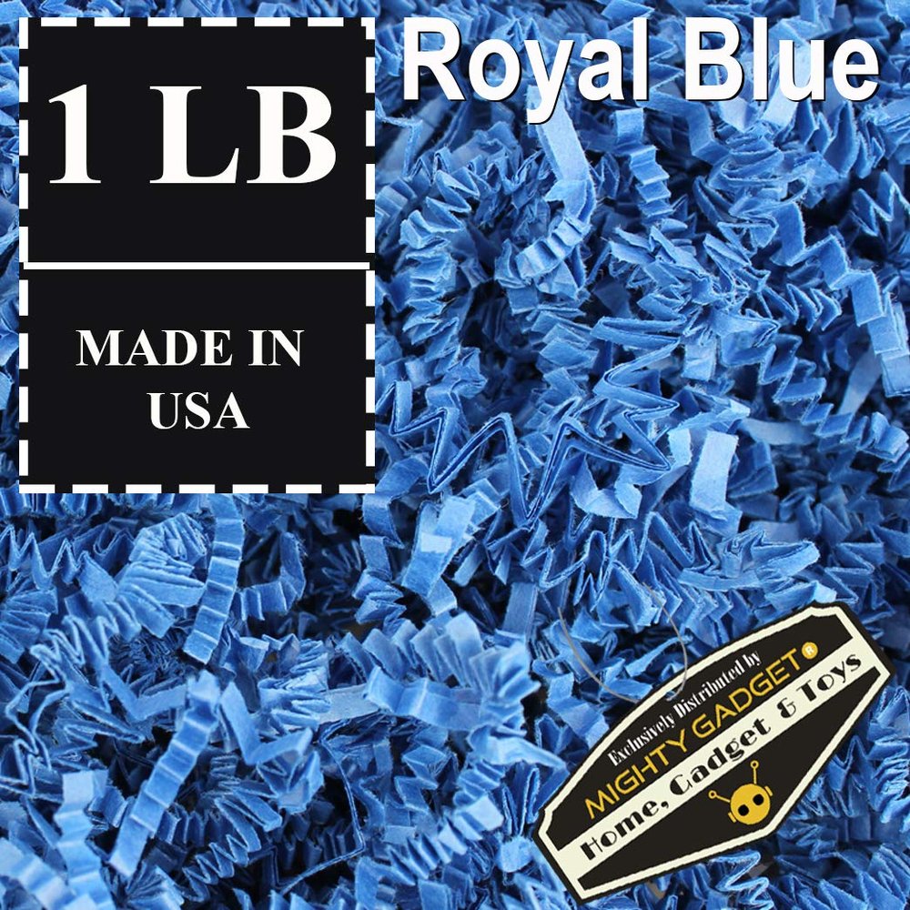 Mighty Gadget 1 LB Royal Blue Crinkle Cut Paper Shred Filler for Gift Wrapping & Basket Filling