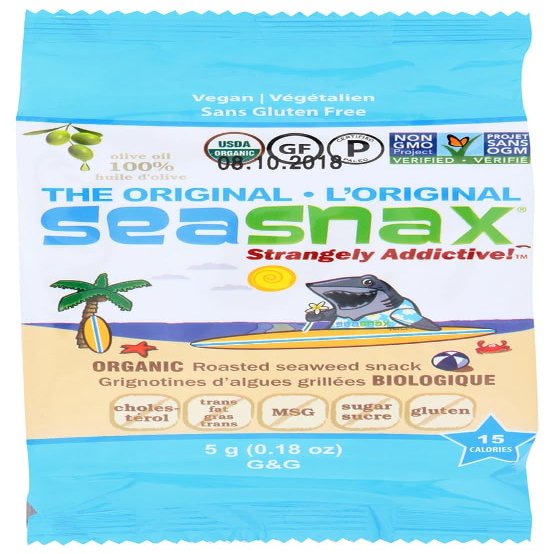 SeaSnax Organic Seaweed Snacks Olive Oil -- 0.18 oz - 2 pc