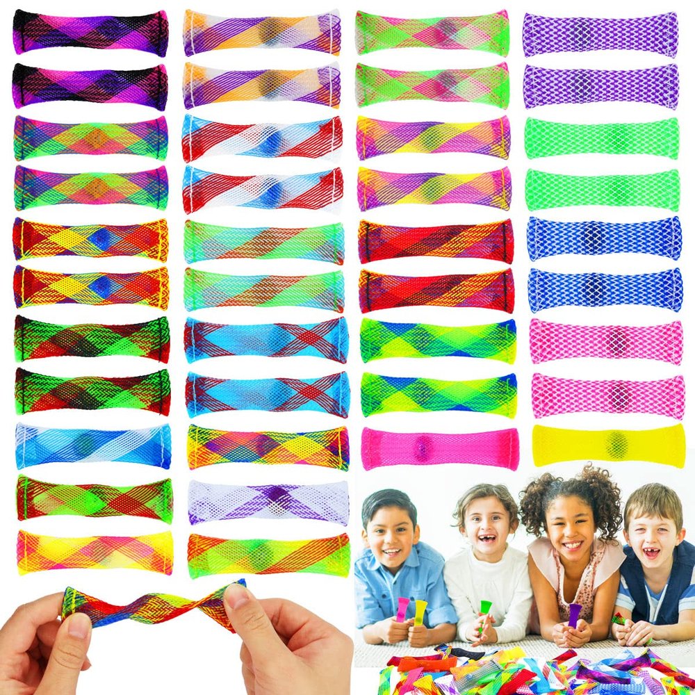 40 Pack Mixed Color Marble Mesh Stress Relief Set, Focus Enhance, Marble and Mesh Fidgets for Adults and Student with ADHD ADD OCD Autism