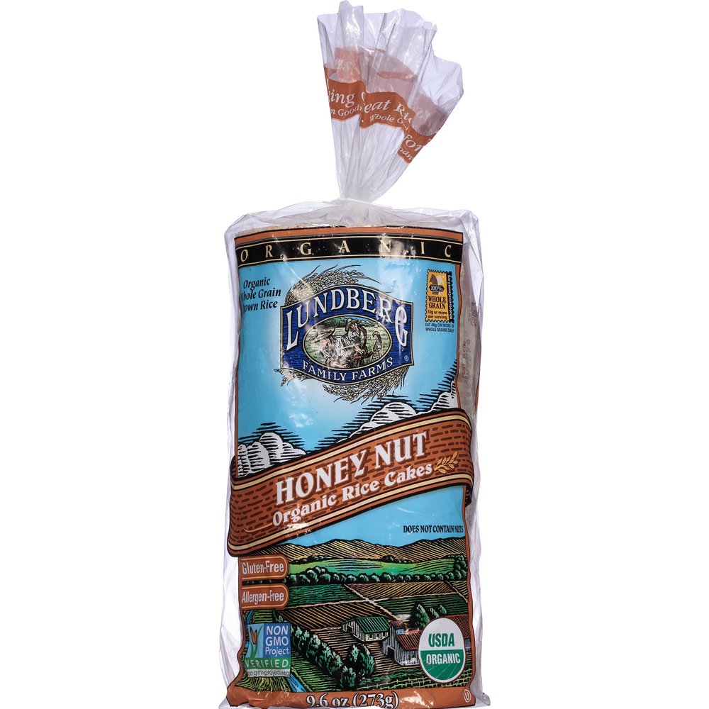 Lundberg Family Farms, Organic Brown Rice Cakes, Honey Nut, 9.6 Ounce