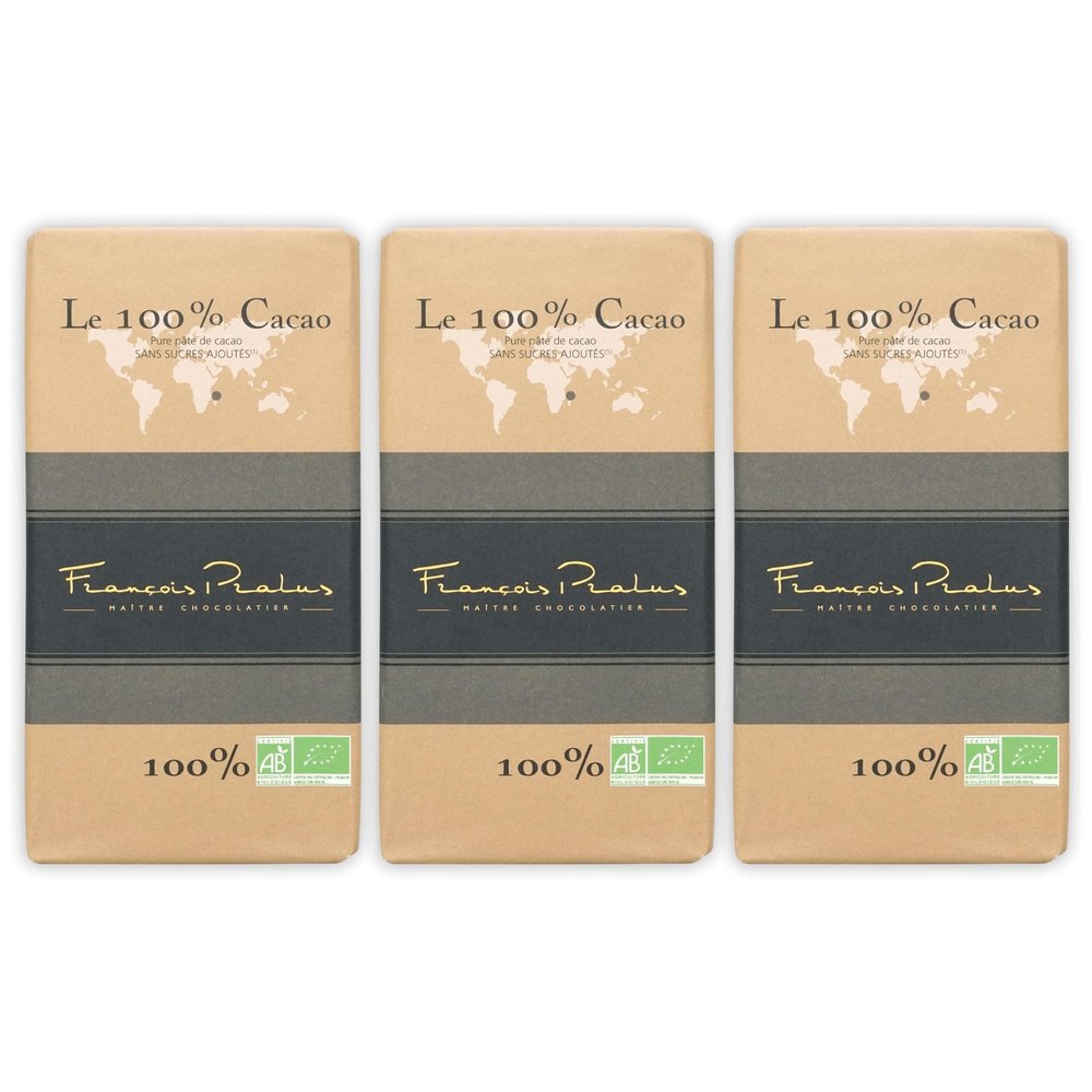 Francois Pralus Le 100% Chocolate Bar - 3 pack