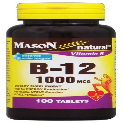 Mason Vitamins B-12 1000 mcg Sublingual Cyanocobalamin Tablets, 100 Count