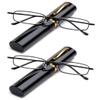 2 Packs Pocket Readers Ultra Compact Spring Temple Reading Glasses w/Portable Pocket Clip Aluminum Case Black +2.25 view 1