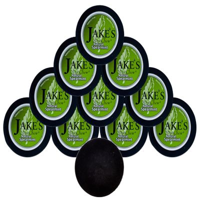 Jake's Mint Chew Spearmint 10 Cans with DC Crafts Nation Skin Can Cover - Black