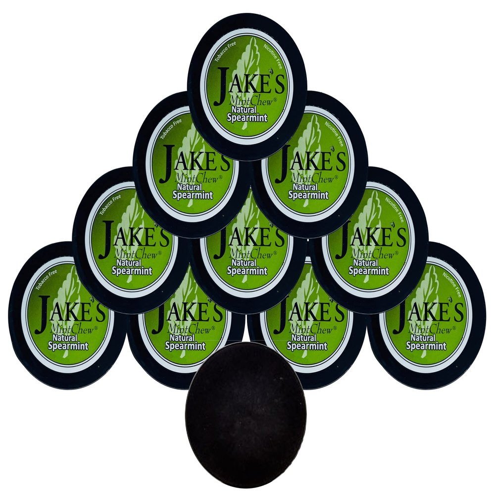 Jake's Mint Chew Spearmint 10 Cans with DC Crafts Nation Skin Can Cover - Black
