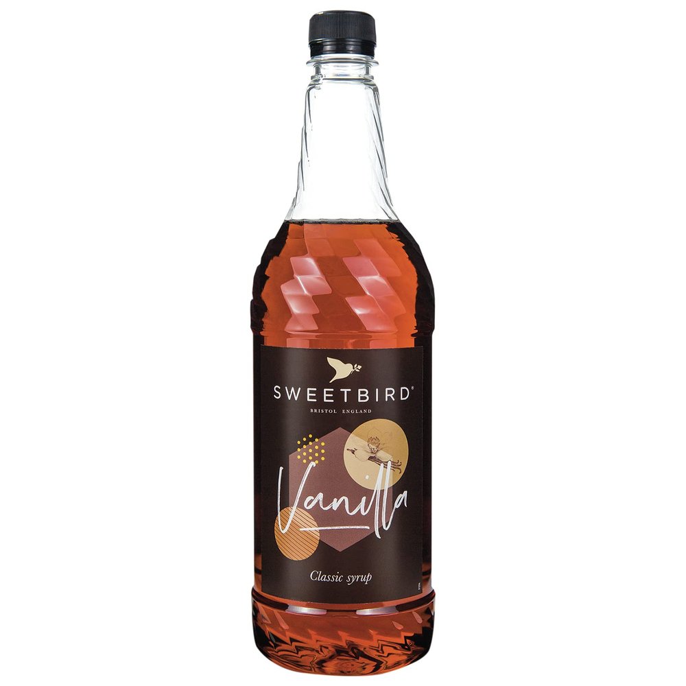 Sweetbird Vanilla Flavored Syrup 1 Liter (Vegan, GMO Free, All Natural)