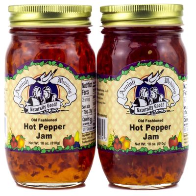Amish Wedding All Natural Old Fashioned Hot Pepper Jam 18 Ounces (Pack of 2)