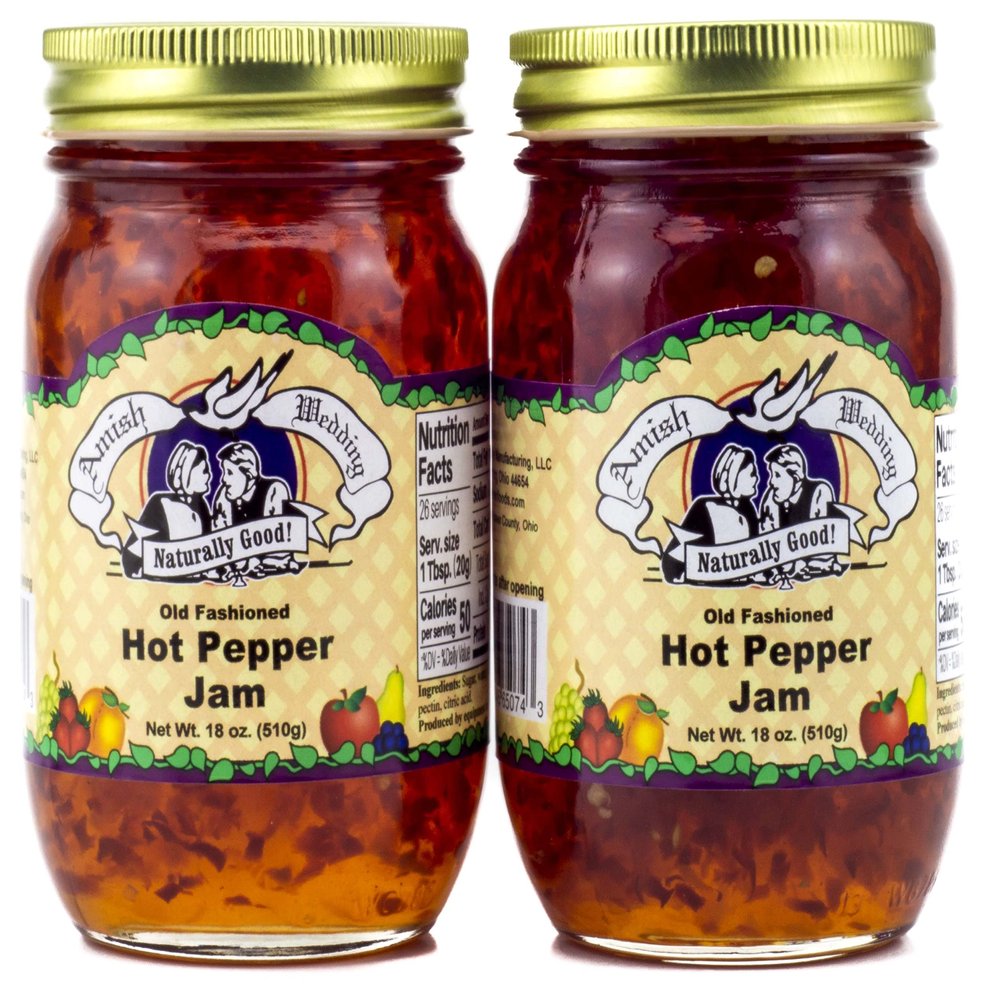 Amish Wedding All Natural Old Fashioned Hot Pepper Jam 18 Ounces (Pack of 2)
