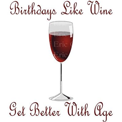 1/4 Sheet - Wine Glass Birthday - Edible Cake/Cupcake Party Topper - D21978